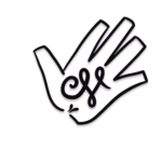 V Stems Studio Logo of initials "CV" inside hand