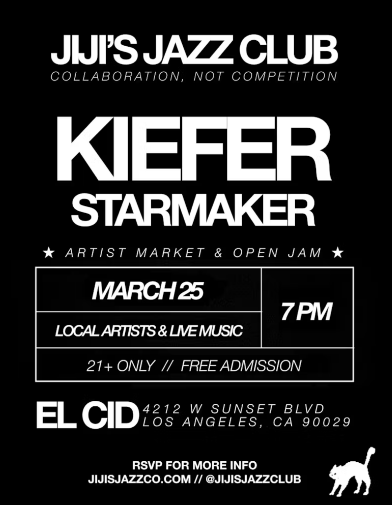 Flyer for Jiji's Jazz club event on March 25 2026